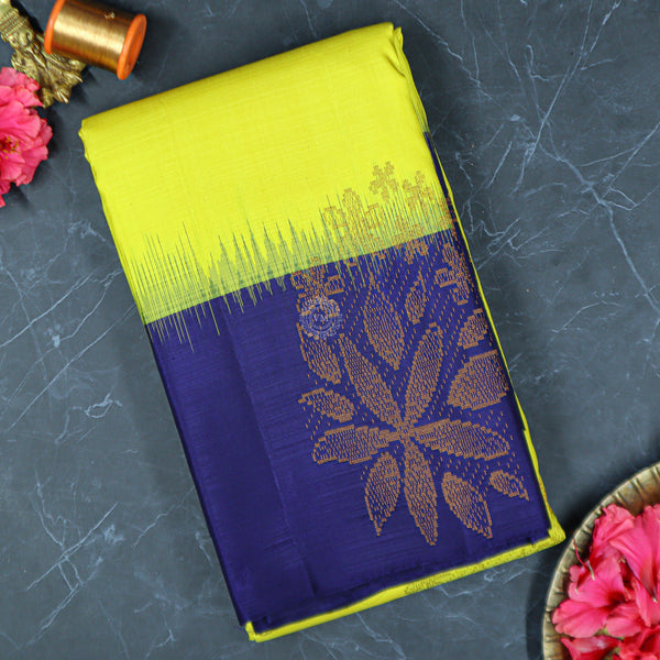 VM23071207 Banana Yellow with Dark blue Wedding silk saree