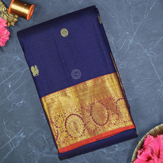 VM23071882 Blue Purple with Orange Red Wedding silk saree