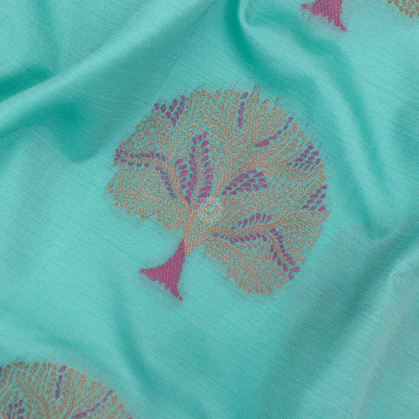 VM Cyan with Brownish Pink Semi soft silk saree VM23075011