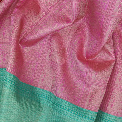 VM23063093 Pink with Cyan kanchipuram wedding silk saree