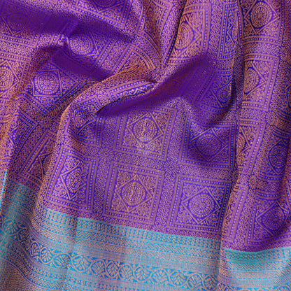 VM230738 Purple with Light blue kanchipuram wedding silk saree