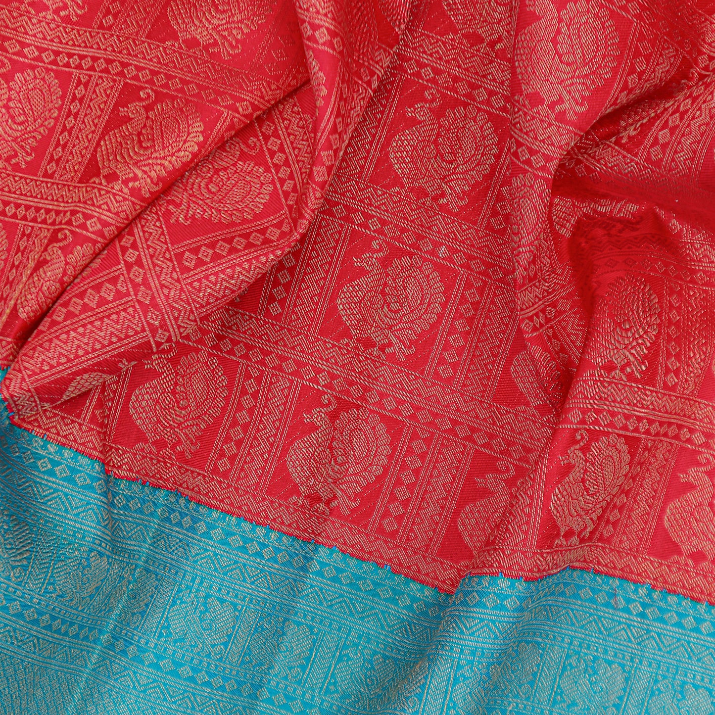 VM pink with blue kanchipuram wedding silk saree VM23063092