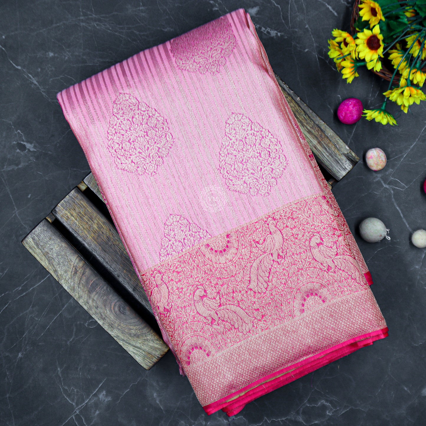 VM23074229 Pastel Violet with Magenta kanchipuram wedding silk saree