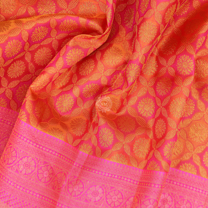 VM23074250 Orange with Pink  kanchipuram wedding silk saree