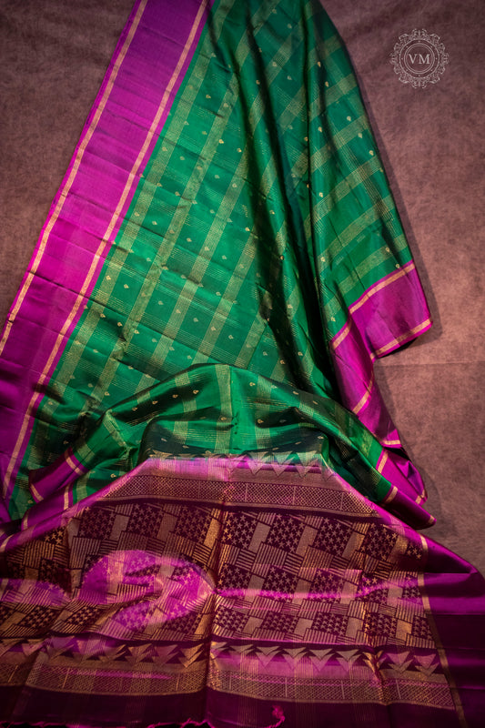 Teal Green Handloom soft silk saree