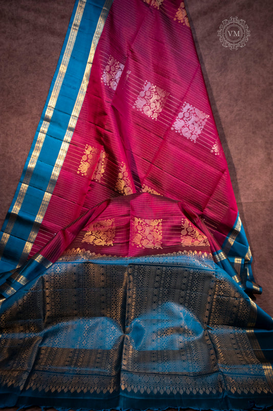 Cerise Pink Handloom soft silk saree