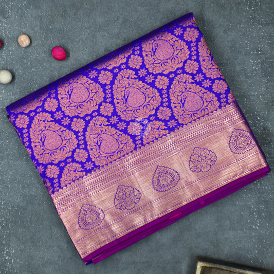 VM23074036 Blue with Violet Semi silk saree