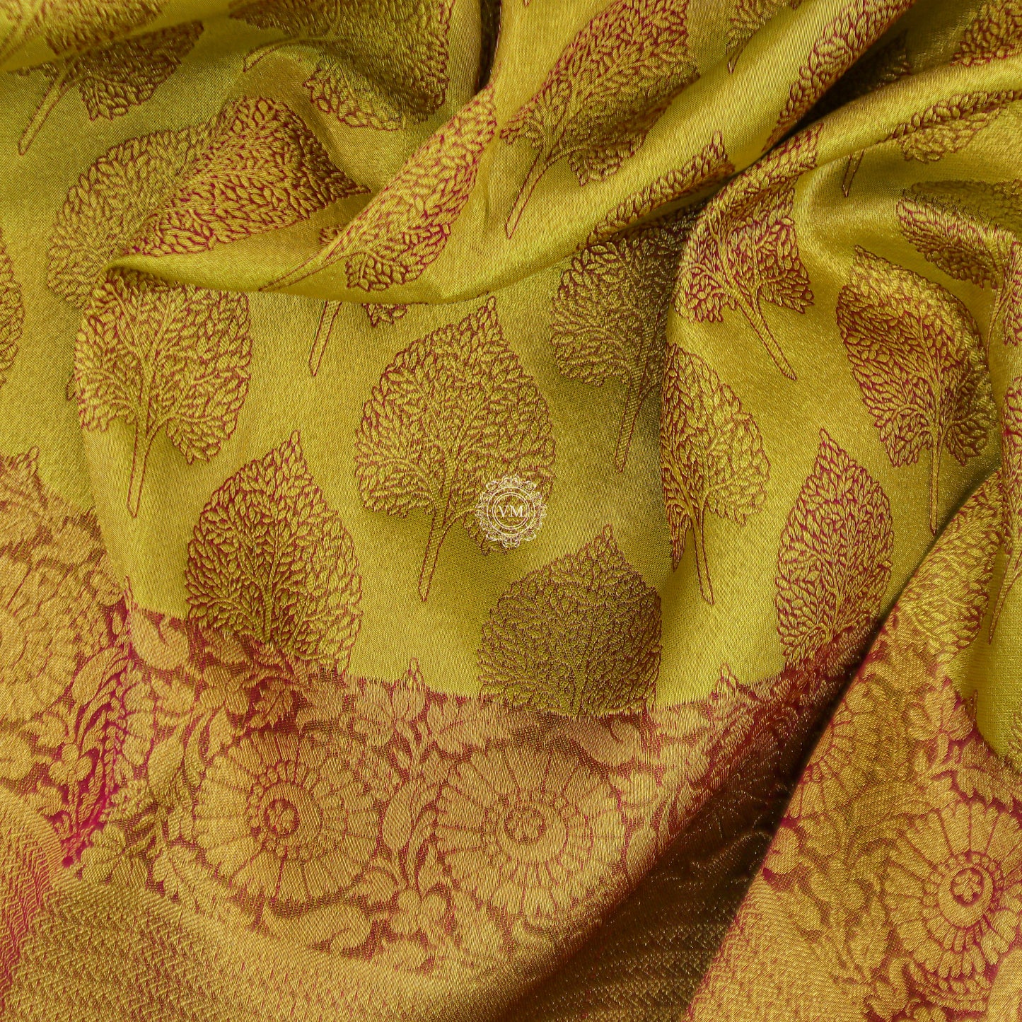 VM22082871 Dark Mustard with Sand Brown Semi silk saree