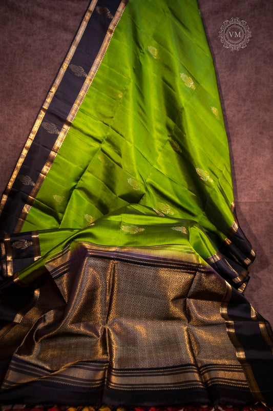 Dark Olive Handloom Soft Silk Saree