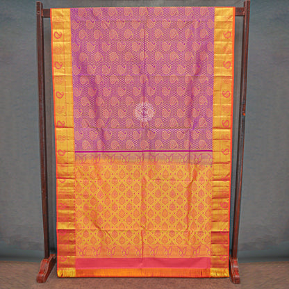 VM23074018 Violet with Reddish orange Semi silk saree