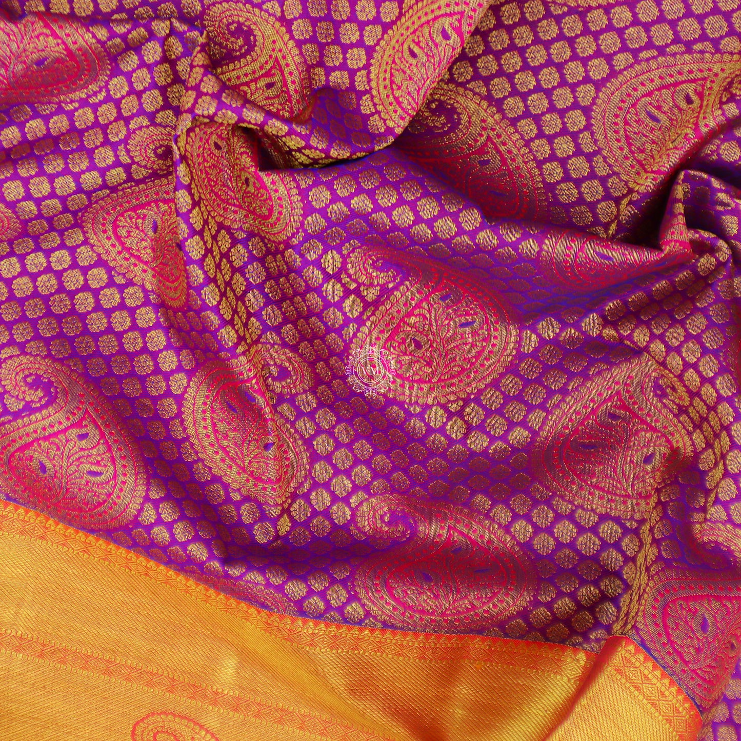 VM23074018 Violet with Reddish orange Semi silk saree