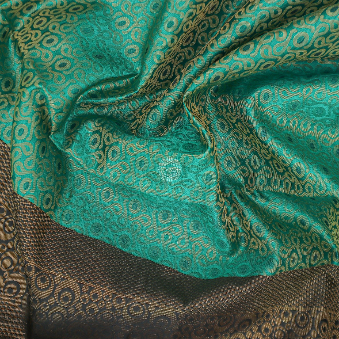 VM Cyan with black Soft silk saree VM23076055