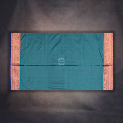 VM Cyan with Brownish Pink Semi soft silk saree VM23075011