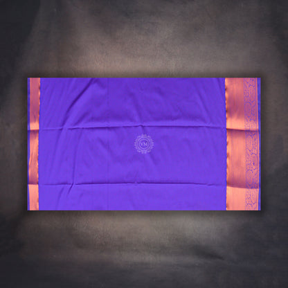 VM23083994 Golden Brown with Violet Semi silk saree