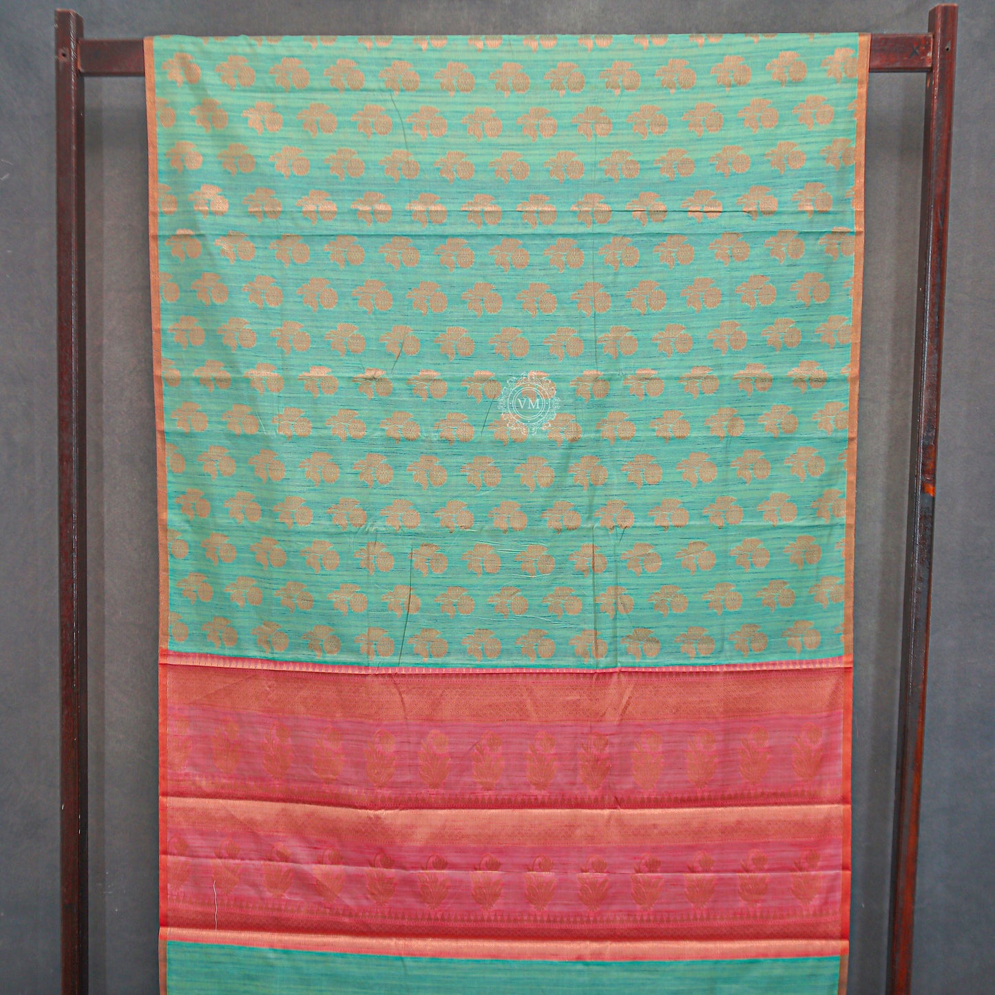 VM23082626 Greenish with Light red Semi soft silk saree