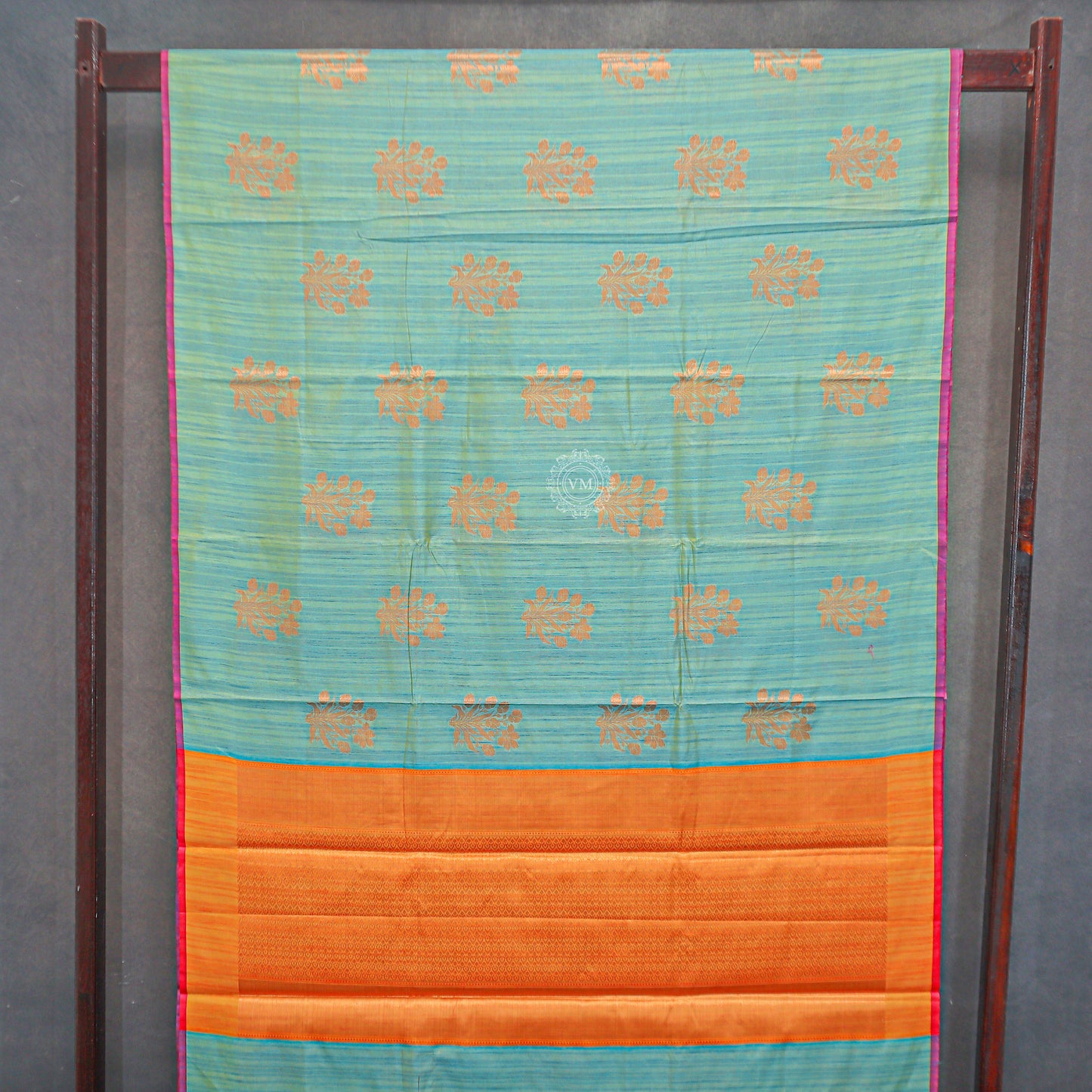 VM23082600 Sky blue with Light orange Semi soft silk saree