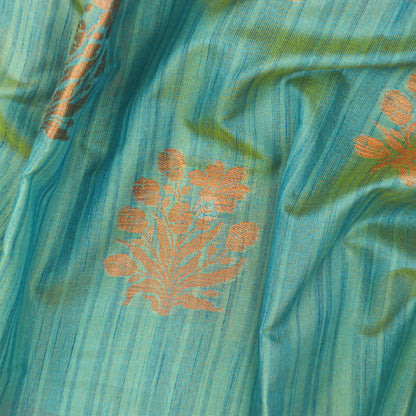 VM23082600 Sky blue with Light orange Semi soft silk saree