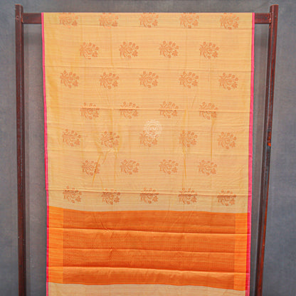 VM23082586 Yellowish orange with Semi soft silk saree