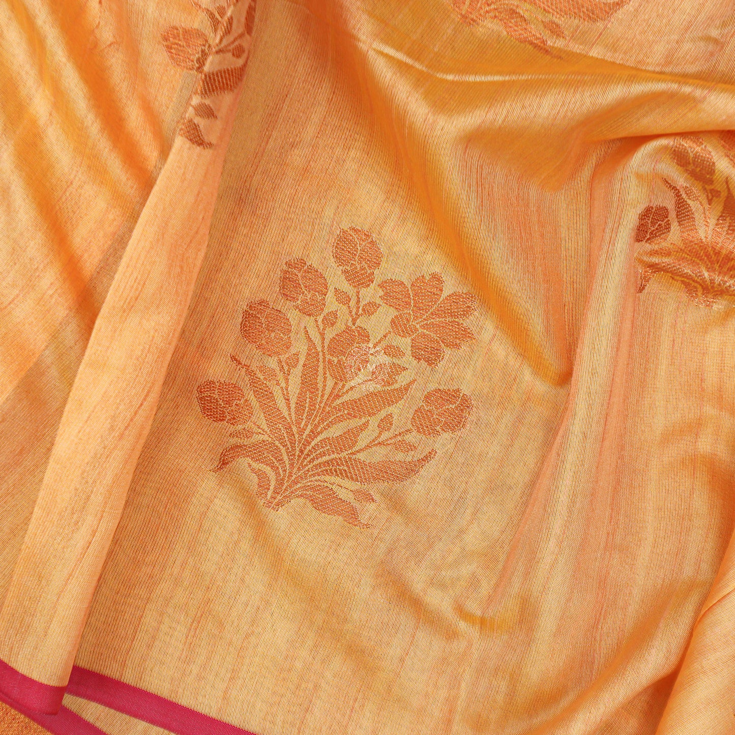 VM23082586 Yellowish orange with Semi soft silk saree