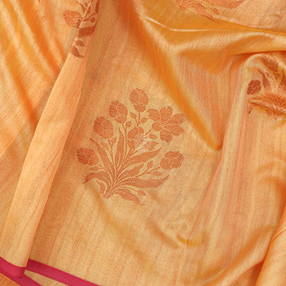 VM23082586 Yellowish orange with Semi soft silk saree