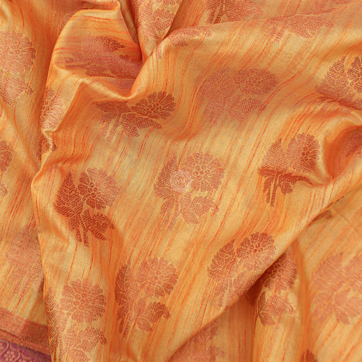 VM23082577 Yellowish orange with red Semi soft silk saree