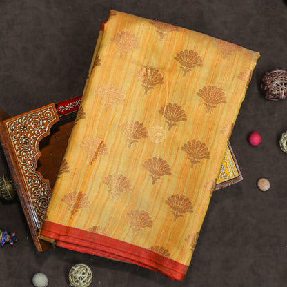 VM23082629 Yellowish with Red Semi soft silk saree