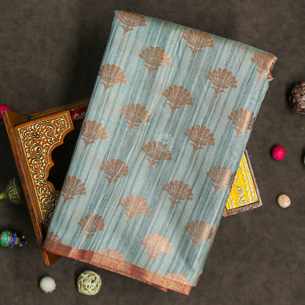 VM23082625 Grey with Light reddish Semi soft silk saree