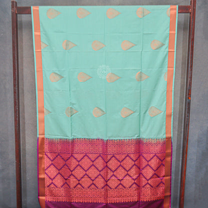 VM23083534 Cyan with Violet Semi soft silk saree