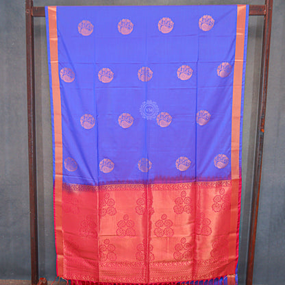 VM23083471 Blue with Reddish pink Semi soft silk saree