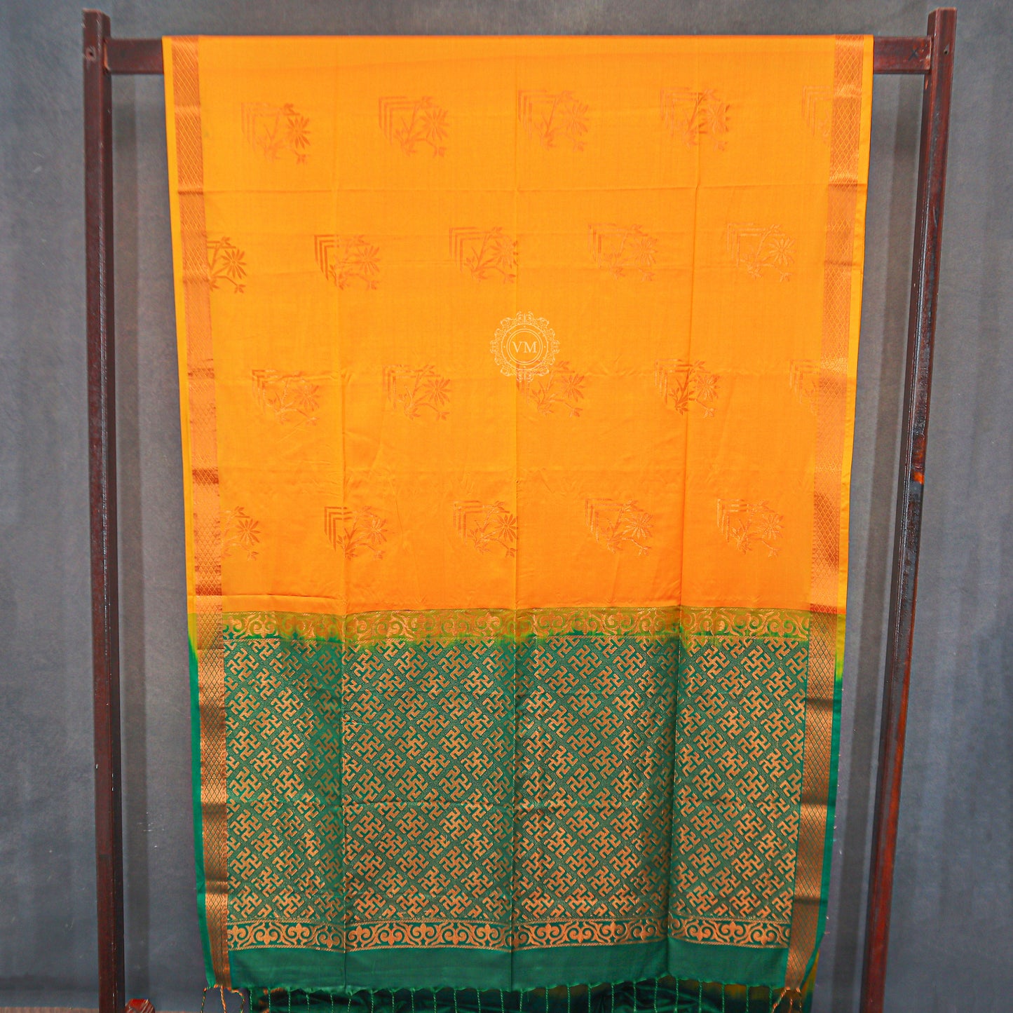 VM23083531 Yellowish with Green Semi soft silk saree