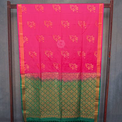 VM23083460 Pinkish with Green Semi soft silk saree