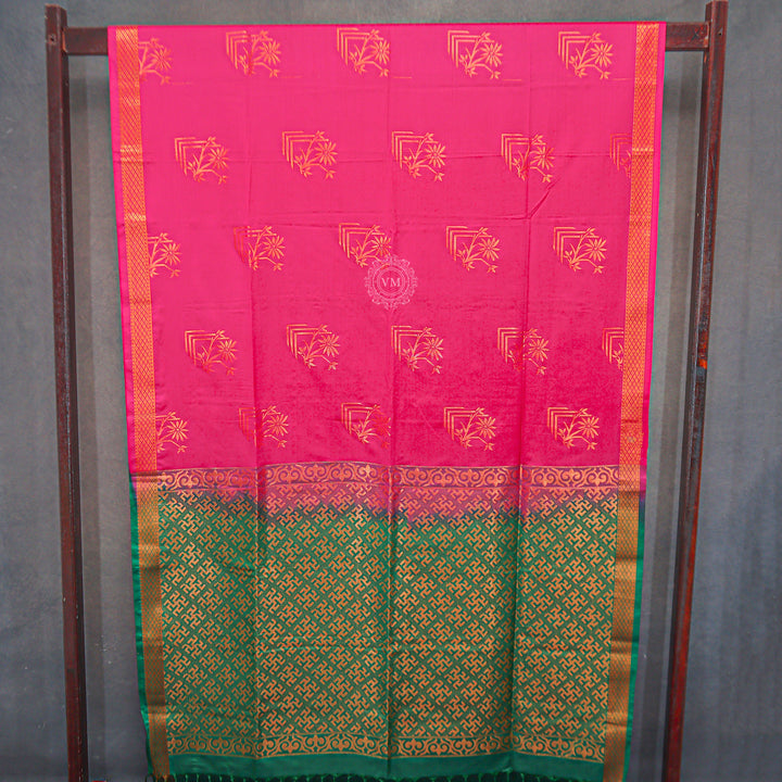 VM23083460 Pinkish with Green Semi soft silk saree