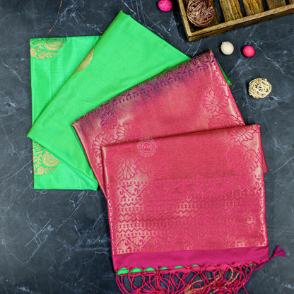 VM23083480 Greenish with Pinkish Semi soft silk saree