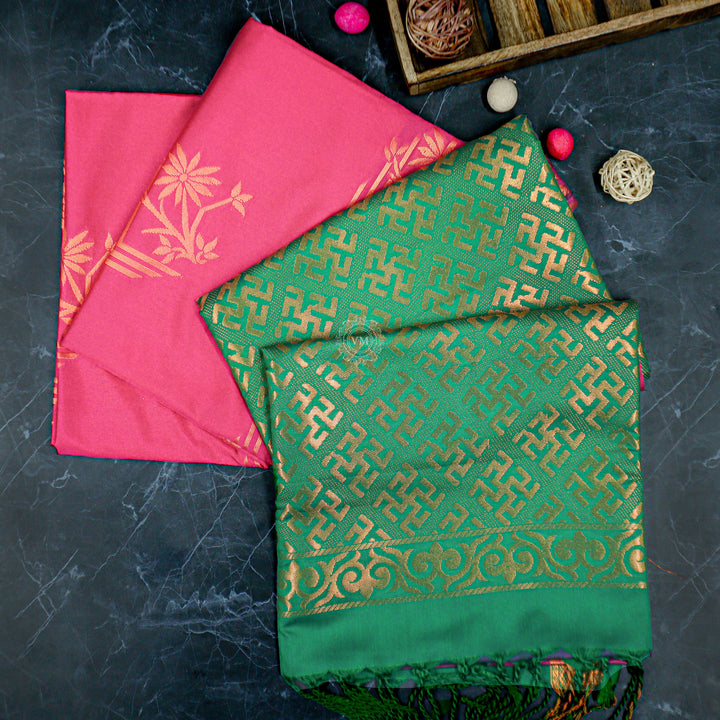 VM23083460 Pinkish with Green Semi soft silk saree