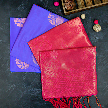 VM23083471 Blue with Reddish pink Semi soft silk saree