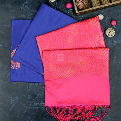 VM23083490 Dark blue with Pink Semi soft silk saree