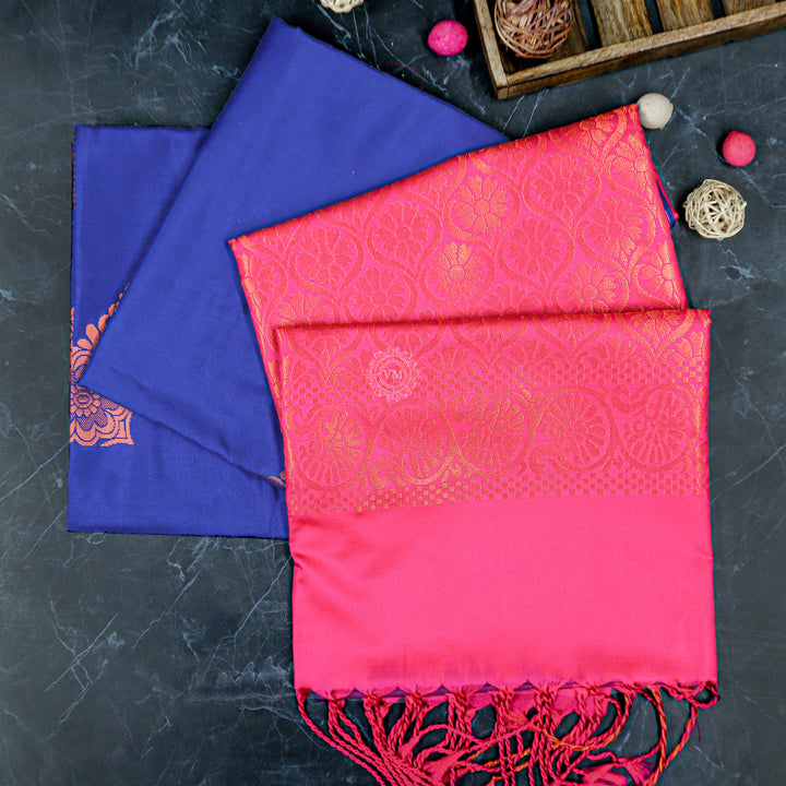 VM23083490 Dark blue with Pink Semi soft silk saree