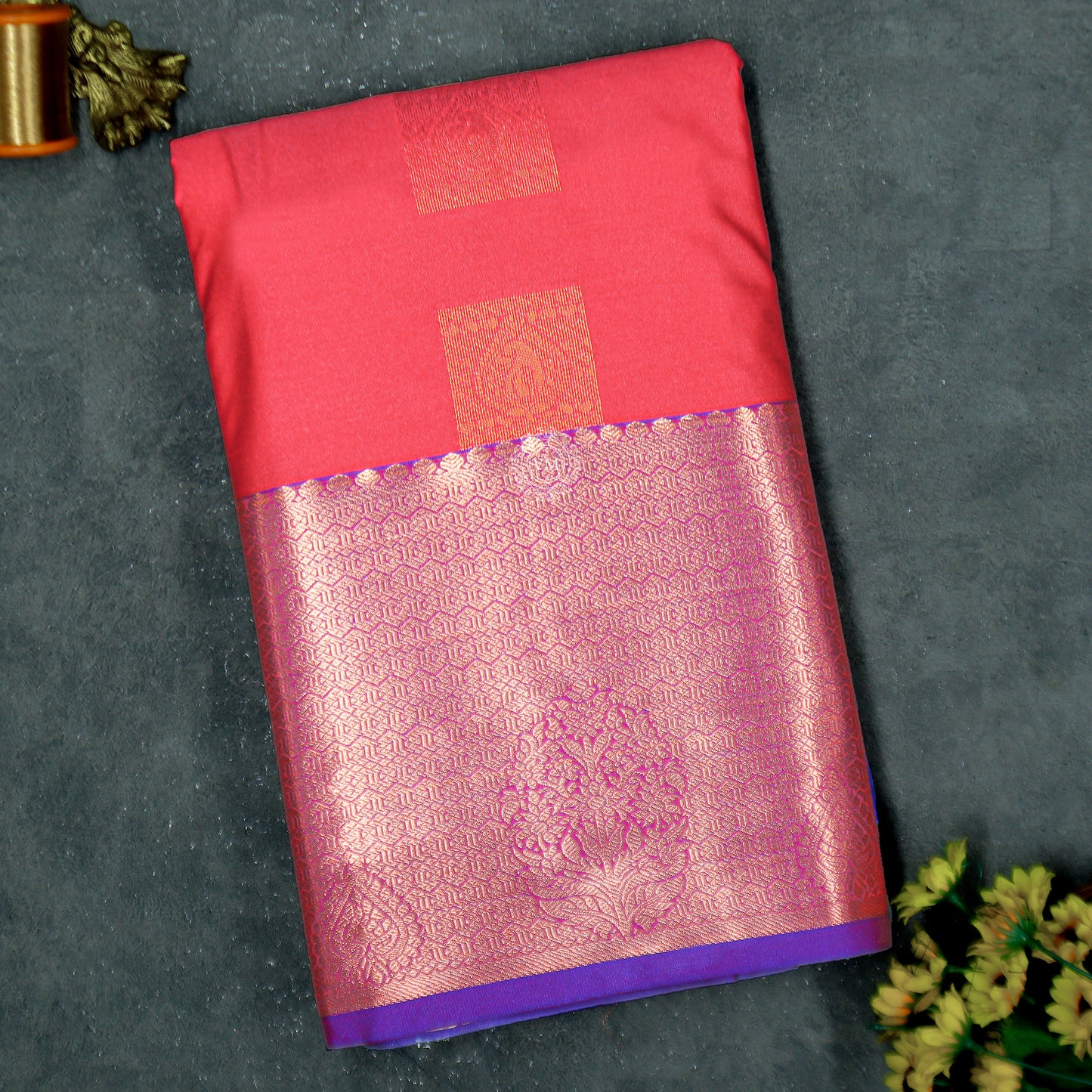 VM23083976 Red with Violet Semi silk saree