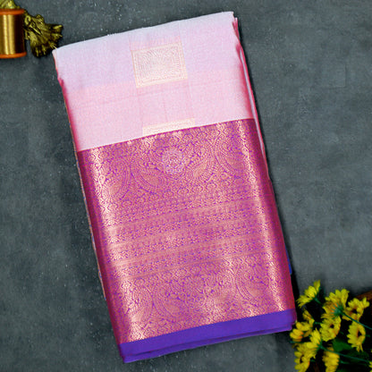 VM23083991 Soft Pink with Violet Semi silk saree