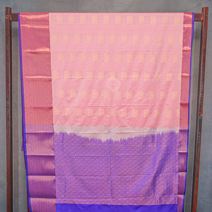 VM23083991 Soft Pink with Violet Semi silk saree