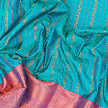 VM23083979 Bluish cyan with Red Semi silk saree