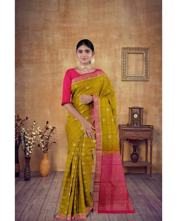 Handloom Soft Silk Saree Muddy Brown with Dark Rose pallu