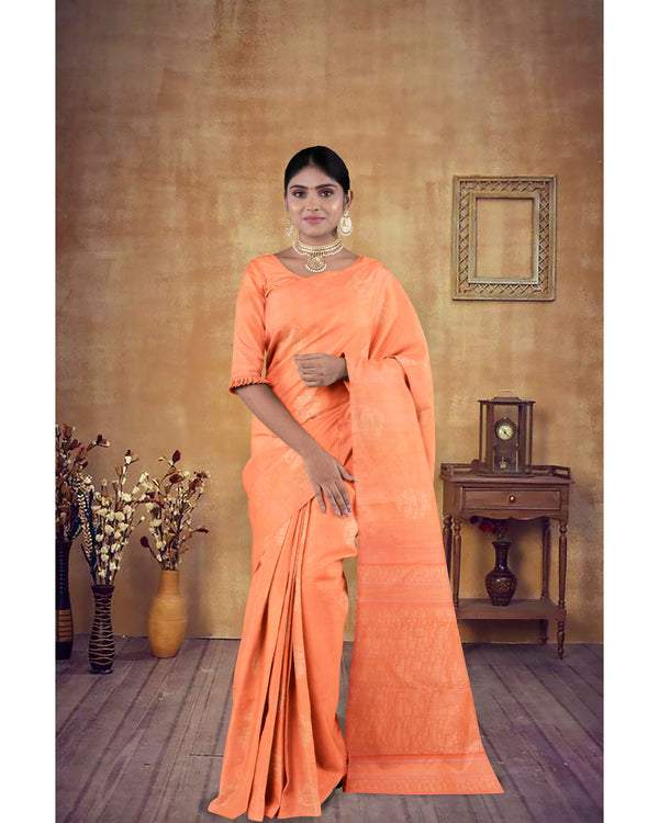 Soft Silk Saree Dusty Orange with self pallu