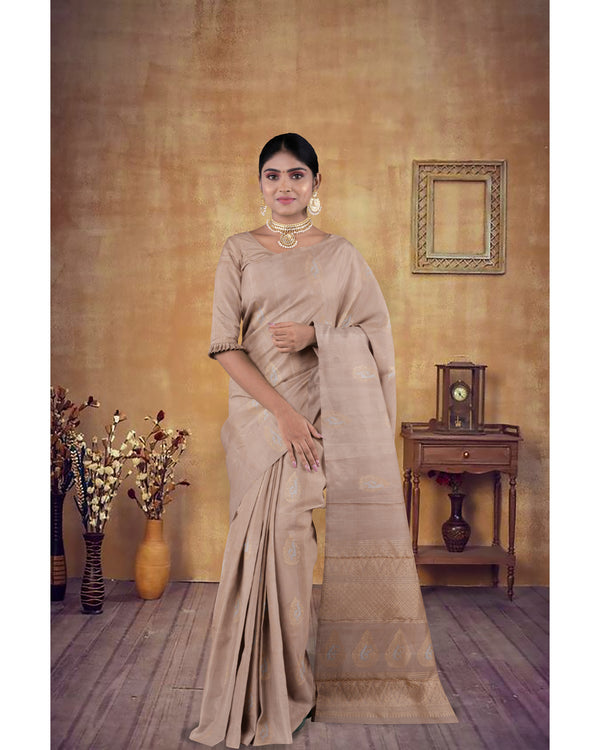 Soft Silk Saree Rosy Brown with self pallu