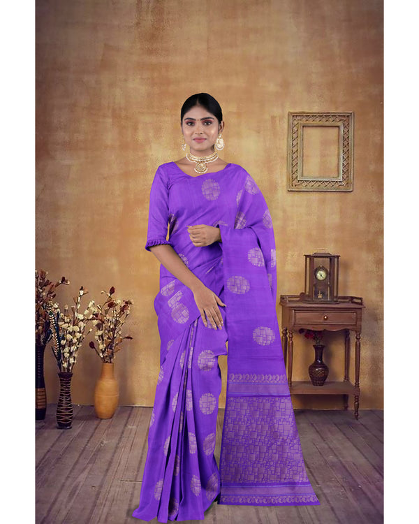 Soft Silk Saree Bluish Purple with self pallu