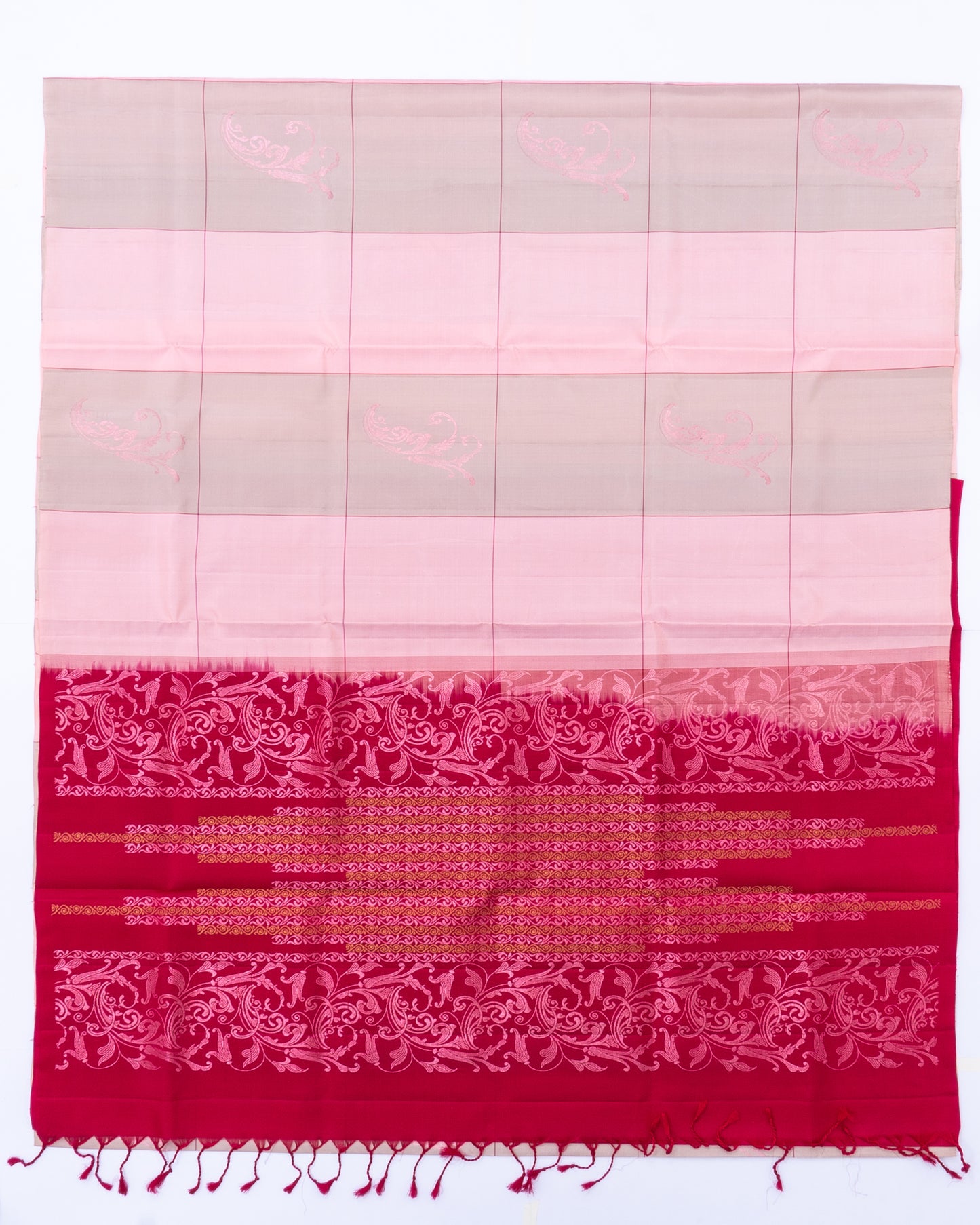 PINK WITH RED COLOUR SOFT SILK SAREE