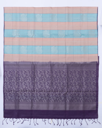 SKY BLUE WITH PURPLE COLOUR SOFT SILK SAREE