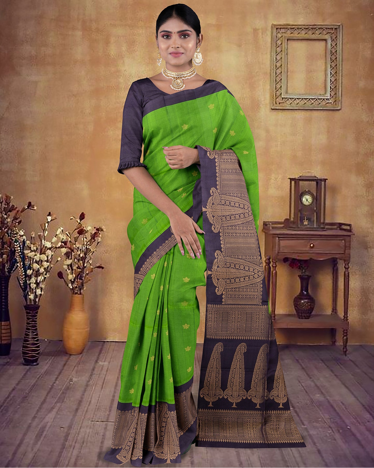 GREEN COLOUR SOFT SILK SAREE