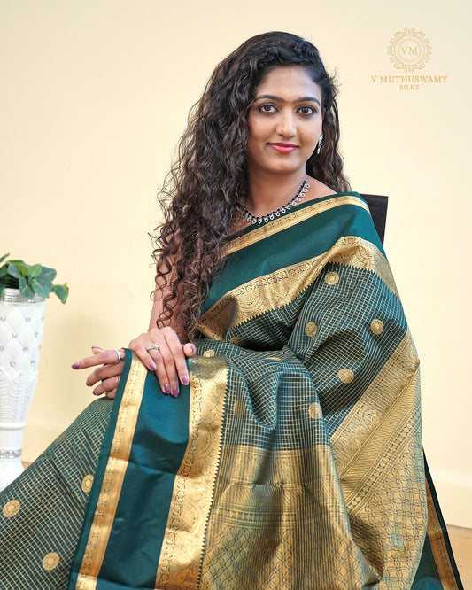 GREEN COLOUR KANCHIPURAM KORVAI SILK SAREE