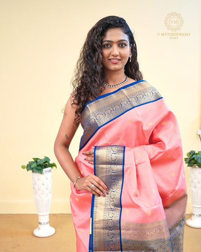 BABY PINK KANCHIPURAM KORVAI SILK SAREE